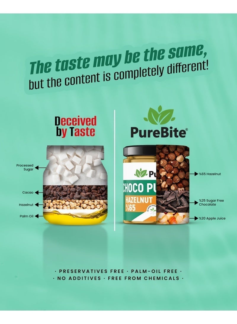 PURE BITE %65 Hazelnut, NO Sugar added, Chocolate Spread-200gr. - Image 2